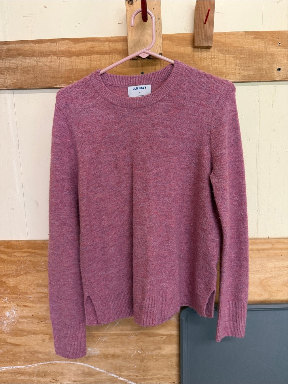 Old Navy Heathered Mauve Pink Crewneck Sweater